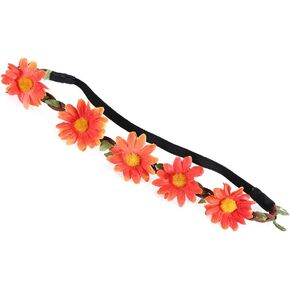 5pcs Daisy Flower Headband Sunflower Headband Wedding Festivals Floral Hair Band Boho Flower Crown Floral Elastic Hair Band (Yellow)