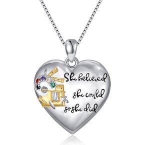Flpruy Graduation Necklace 925 Sterling Silver Gymnastics/Art Palette/RN Nurse/Baseball/Book/Ballet/Music Graduation Jewelry Gifts for Teacher Students Women Daughter Girls