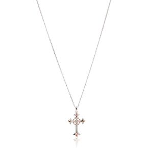 Amazon Collection 18k Gold Plated Sterling Silver Two Tone Celtic Cross Pendant Necklace, 18"