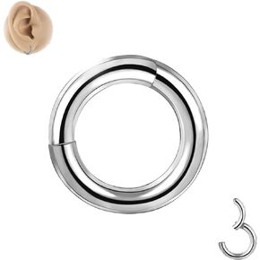 G23 Titanium 6G 8G 10G 12G Septum Rings Heavy Gauges Hinged Nose Rings Hoop Body Piercing Rings for Septum Nose Lip Jewelry Cartilage Tragus Earrings Conch Piercing Jewelry