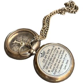 Brass Working Compass Necklace, Gift from mom for Son, Gift to My Son, Gift to Son from mom, to My Son Quotes from mom, Keepsake Gifts, Graduation Gifts, Memorable Gift for Son from mom