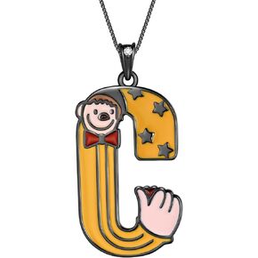 Aurora Tears 925 Sterling Silver Initial Letter Necklace - Colorful Circus Animals A-Z Alphabet Name Pendant Birthday Jewelry Christmas for Girls Women Boys