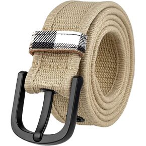 moonsix Canvas Grommet Belts for Men Women, Single Hole Metal Buckle Casual Solid Web Belt Durable Adjustable