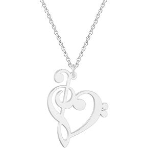 Music Note Heart of Treble and Bass Clef Choker Necklace Infinity Love Heart Pendant Necklace Collars Hypoallergenic Jewelry Birthday Gift