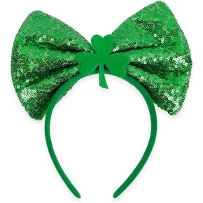 Furimuk St. Patrick's Day Headbands Green Bow Hair Hoops Irish Shamrock Costume Clover Hair Accessories for Women and Girls