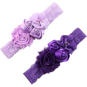 Ever Fairy Chiffon Lace Flower Baby Girls Turban Headband Head Wrap With Pearl