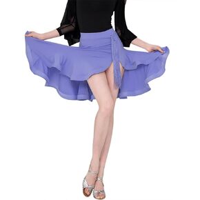 Latin Dance Skirts for Women Ballroom Rumba Cha Cha Fringe Swing Ruffle Fishbone Skirt with Shorts
