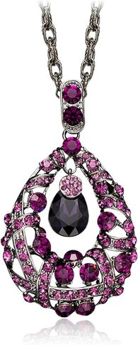 قلادات WEMSPF الأرجوانية على شكل قطرة الماء للسيدات، مجوهرات الخريف للنساء، قلادات طويلة in Kuwait