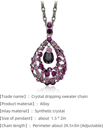 قلادات WEMSPF الأرجوانية على شكل قطرة الماء للسيدات، مجوهرات الخريف للنساء، قلادات طويلة in Kuwait