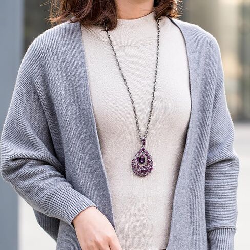 قلادات WEMSPF الأرجوانية على شكل قطرة الماء للسيدات، مجوهرات الخريف للنساء، قلادات طويلة in Kuwait