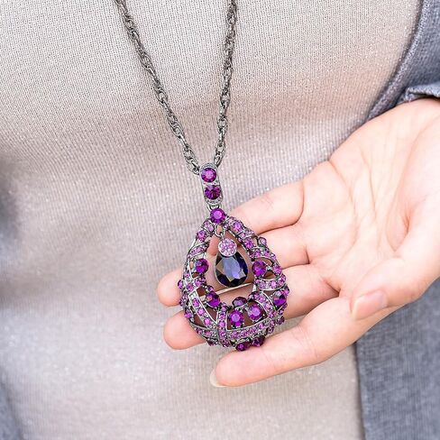 قلادات WEMSPF الأرجوانية على شكل قطرة الماء للسيدات، مجوهرات الخريف للنساء، قلادات طويلة in Kuwait