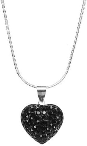 925 Sterling Silver Heart Pendant Charm with Black Rhinestones in Kuwait
