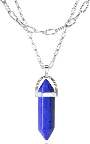 XIANNVXI شفاء كريستال حجر نقطة قلادة الطبيعية الريكي الكوارتز الأحجار الكريمة قلادة القلائد الطبقات المختنق الساحرة مجوهرات للنساء in Kuwait