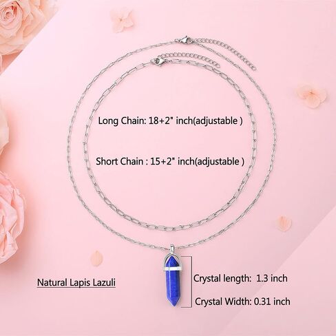 XIANNVXI شفاء كريستال حجر نقطة قلادة الطبيعية الريكي الكوارتز الأحجار الكريمة قلادة القلائد الطبقات المختنق الساحرة مجوهرات للنساء in Kuwait