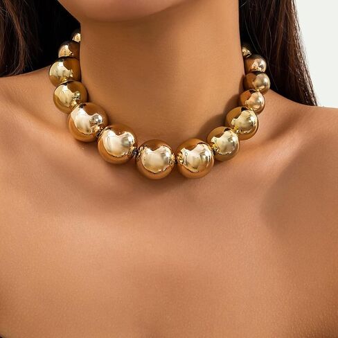 FANJURNEY Boho Round Pearl Jewelry Set Chunky Geometric bead Necklace Set for Women Girls in Saudi Arabia