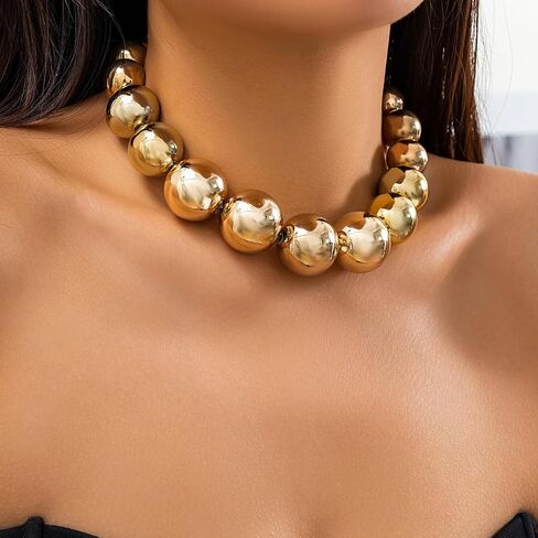 FANJURNEY Boho Round Pearl Jewelry Set Chunky Geometric bead Necklace Set for Women Girls in Saudi Arabia