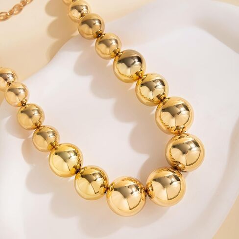 FANJURNEY Boho Round Pearl Jewelry Set Chunky Geometric bead Necklace Set for Women Girls in Saudi Arabia