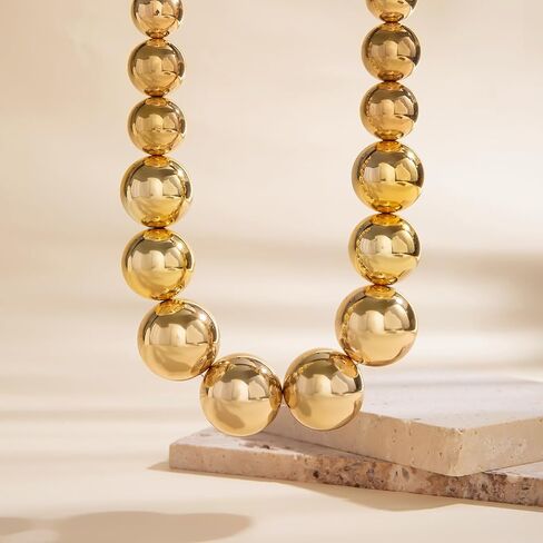 FANJURNEY Boho Round Pearl Jewelry Set Chunky Geometric bead Necklace Set for Women Girls in Saudi Arabia