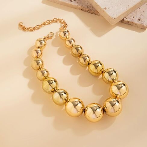FANJURNEY Boho Round Pearl Jewelry Set Chunky Geometric bead Necklace Set for Women Girls in Saudi Arabia