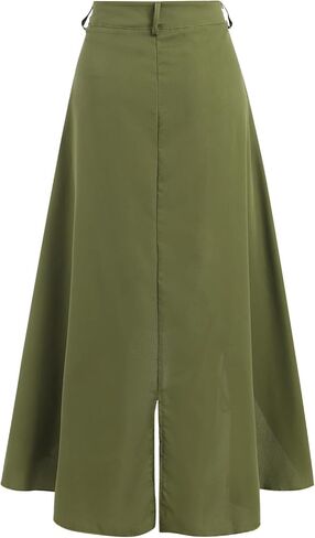 Women Trendy Y2K Cargo Maxi Skirts Vintage Solid High Rise Drawstring Ruched Long Skirt with Pockets Streetwear in Saudi Arabia