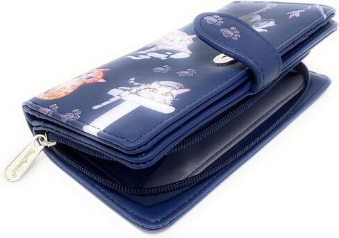 Shag Wear Playful Cats Large Animal Wallet for Women and Teen Girls Vegan Faux Leather Blue/Grey 7" in Saudi Arabia