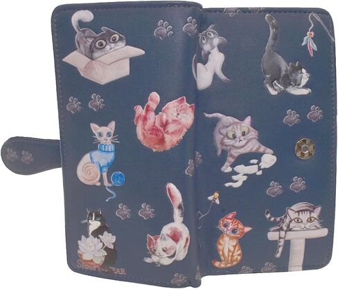 Shag Wear Playful Cats Large Animal Wallet for Women and Teen Girls Vegan Faux Leather Blue/Grey 7" in Saudi Arabia