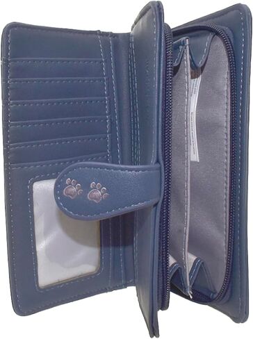 Shag Wear Playful Cats Large Animal Wallet for Women and Teen Girls Vegan Faux Leather Blue/Grey 7" in Saudi Arabia