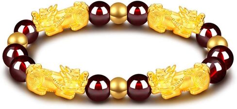 سوار تميمة فنغ شوي أفضل سوار خرز من العقيق الأحمر مع 6/4 مطلي بالذهب Pi Xiu/Pi Yao Lucky Wealthy Brecelet in Kuwait