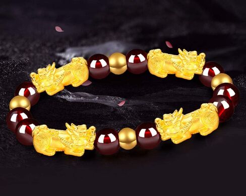 سوار تميمة فنغ شوي أفضل سوار خرز من العقيق الأحمر مع 6/4 مطلي بالذهب Pi Xiu/Pi Yao Lucky Wealthy Brecelet in Kuwait