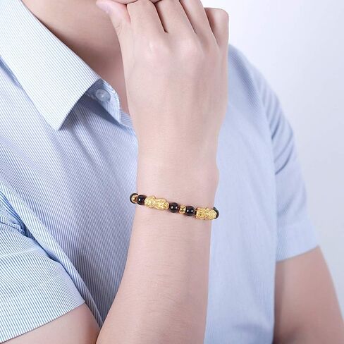 سوار تميمة فنغ شوي أفضل سوار خرز من العقيق الأحمر مع 6/4 مطلي بالذهب Pi Xiu/Pi Yao Lucky Wealthy Brecelet in Kuwait