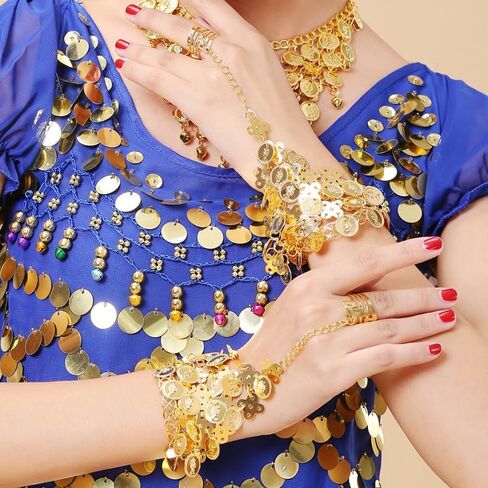 مجموعة أساور حجاب العملات الذهبية من Idealway Cosplay Mask قناع الهالوين للسيدات لحفلات تنكرية in Kuwait