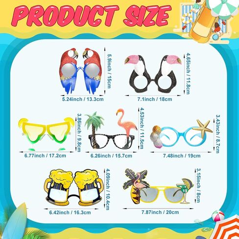 Konohan 24 Pairs Luau Sunglasses Hawaiian Glasses Tropical Summer Beach Photo Props for Kids Adults Birthday Decorations (Cool Style) in Saudi Arabia