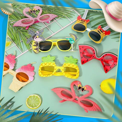 Konohan 24 Pairs Luau Sunglasses Hawaiian Glasses Tropical Summer Beach Photo Props for Kids Adults Birthday Decorations (Cool Style) in Saudi Arabia