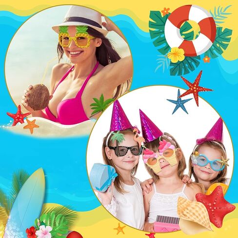 Konohan 24 Pairs Luau Sunglasses Hawaiian Glasses Tropical Summer Beach Photo Props for Kids Adults Birthday Decorations (Cool Style) in Saudi Arabia