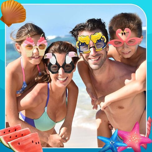 Konohan 24 Pairs Luau Sunglasses Hawaiian Glasses Tropical Summer Beach Photo Props for Kids Adults Birthday Decorations (Cool Style) in Saudi Arabia