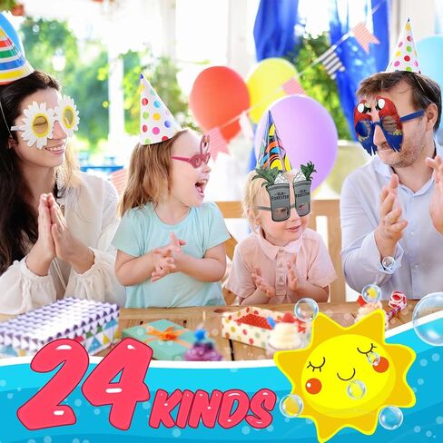 Konohan 24 Pairs Luau Sunglasses Hawaiian Glasses Tropical Summer Beach Photo Props for Kids Adults Birthday Decorations (Cool Style) in Saudi Arabia