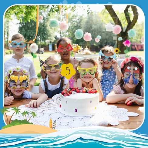 Konohan 24 Pairs Luau Sunglasses Hawaiian Glasses Tropical Summer Beach Photo Props for Kids Adults Birthday Decorations (Cool Style) in Saudi Arabia