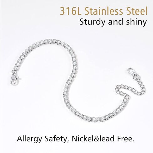 FindChic 925 Sterling Silver Figaro/Cuban Link Italian Chain Bracelets for Women Men 3MM/5MM Width 6.3'' to 8.3'' Length Adjustable, with Gift Box in Kuwait