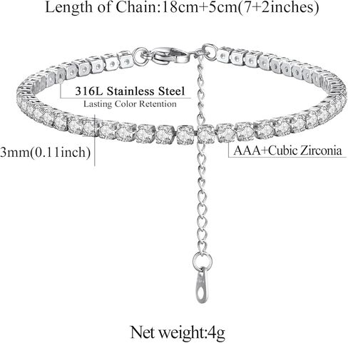 FindChic 925 Sterling Silver Figaro/Cuban Link Italian Chain Bracelets for Women Men 3MM/5MM Width 6.3'' to 8.3'' Length Adjustable, with Gift Box in Kuwait