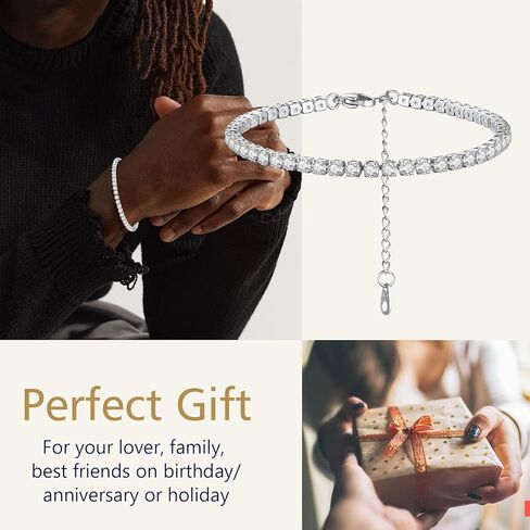 FindChic 925 Sterling Silver Figaro/Cuban Link Italian Chain Bracelets for Women Men 3MM/5MM Width 6.3'' to 8.3'' Length Adjustable, with Gift Box in Kuwait