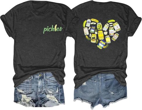 قميص مخلل قميص مخلل بلايز - تي شيرت نسائي برسوم مخلل خيار مخلل تي شيرت مخلل مخلل ملابس هدية لعشاق المخلل in Kuwait