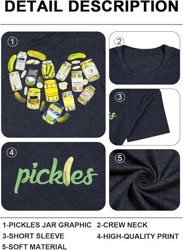 قميص مخلل قميص مخلل بلايز - تي شيرت نسائي برسوم مخلل خيار مخلل تي شيرت مخلل مخلل ملابس هدية لعشاق المخلل in Kuwait