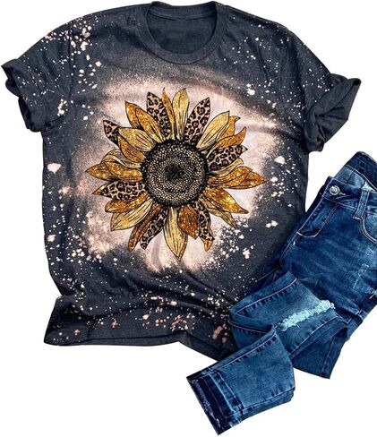 Sunflower Shirts for Women Cute Graphic Tee Shirts Letter Print Funny Tee Shirts Top in Saudi Arabia