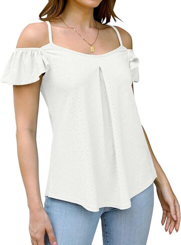 LUYAA Womens Scoop Neck Sleeveless Tank Tops Eyelet Embroidery Shirts Casual Loose Fit Camisole Blouses in Saudi Arabia