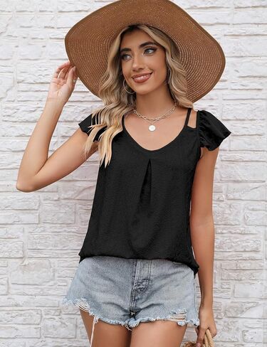 LUYAA Womens Scoop Neck Sleeveless Tank Tops Eyelet Embroidery Shirts Casual Loose Fit Camisole Blouses in Saudi Arabia