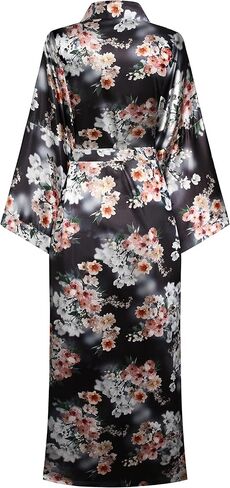Women's Long Kimono Robe Floral Bathrobe Printed Wedding Nightgown Soft Lightweight Sleepwear in Saudi Arabia