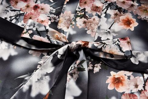 Women's Long Kimono Robe Floral Bathrobe Printed Wedding Nightgown Soft Lightweight Sleepwear in Saudi Arabia