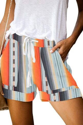 ONLYSHE Womens Casual Drawstring Shorts Summer Elastic Waist Shorts Pocketed Pants in Kuwait