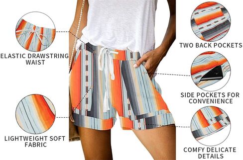 ONLYSHE Womens Casual Drawstring Shorts Summer Elastic Waist Shorts Pocketed Pants in Kuwait