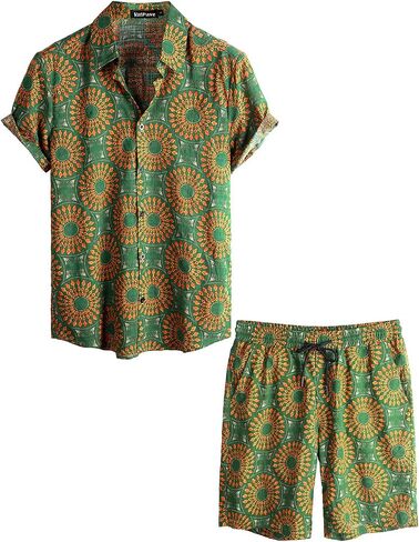 VATPAVE Mens Floral Hawaiian Shirts Short Sleeve Button Down Beach Shirts Suits in Saudi Arabia